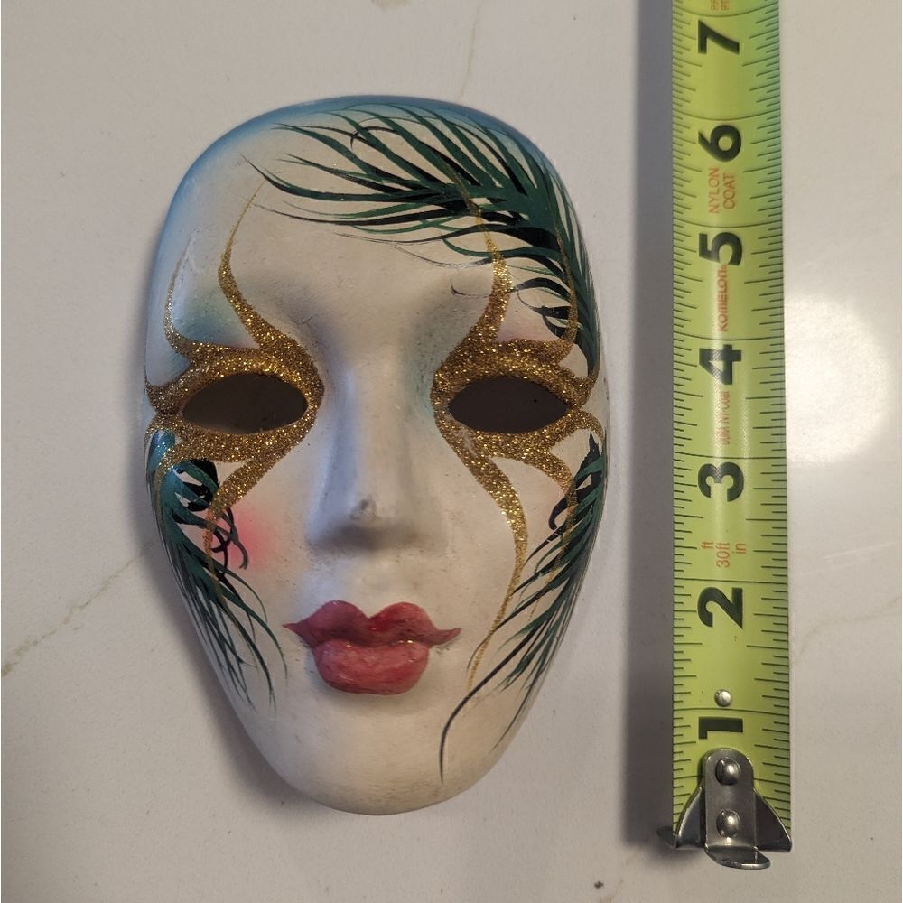 Vintage Italian Ceramic Venetian Glitter Mardi Gras Wall Decor Mask